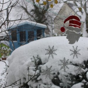 Peelable Glass Paint stencils in snow