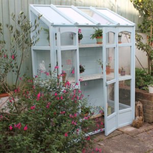 Skylark-Blue-Wood-and-Glas-Paint-greenhouse-