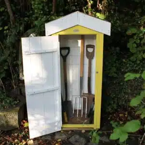 Thorndown-Golden-Somer-Small-Storage-Shed-with-Swan-White-Wood-Paint-interior