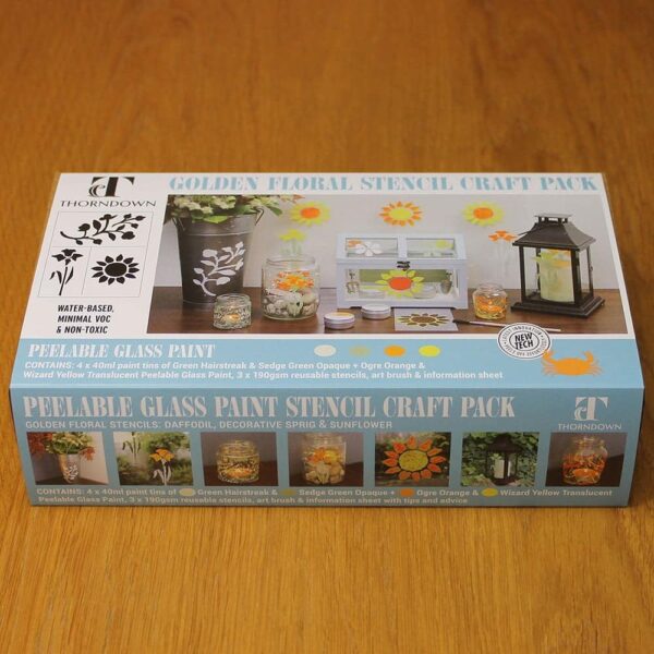 Thorndown-Golden-Floral-Stencil-Craft-Pack-Peelable-Glass-Paint