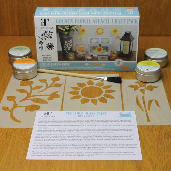 Thorndown-Golden-Floral-Stencil-Craft-Pack-contents