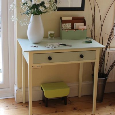 Thorndown-Wispy-Willow-and-Chantry-Cream-Wood-Paint-on-table