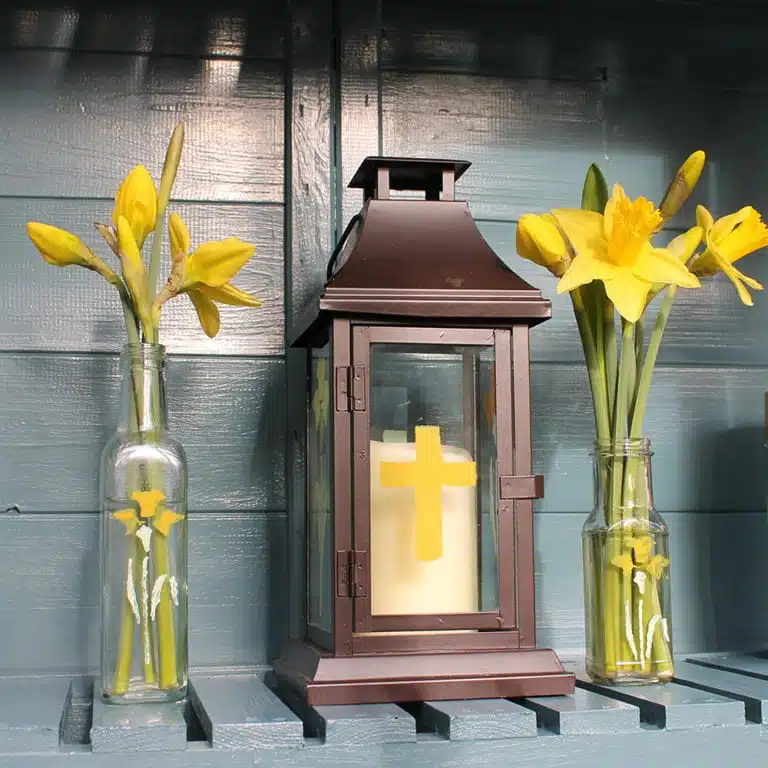 Thorndown-Easter-stencils-daffodils-and-cross-lantern