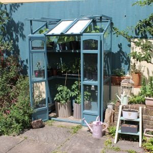 Thorndown-Launcherley-Blue-Wood-Paint-on-Forest-Tall-Wall-Victorian-Greenhouse2
