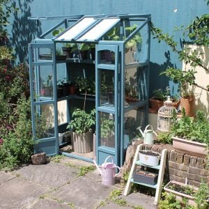 Thorndown-Launcherley-Blue-Wood-Paint-on-Forest-Tall-Wall-Victorian-Greenhouse3