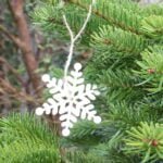 Snowflake-Christmas-Tree-decoration-painted-with-Thorndown-Swan-White-Wood-Paint