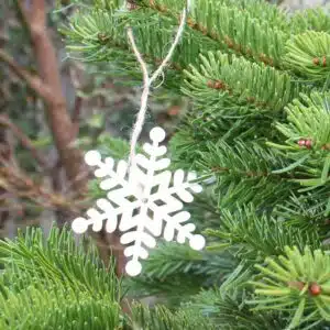 Snowflake-Christmas-Tree-decoration-painted-with-Thorndown-Swan-White-Wood-Paint