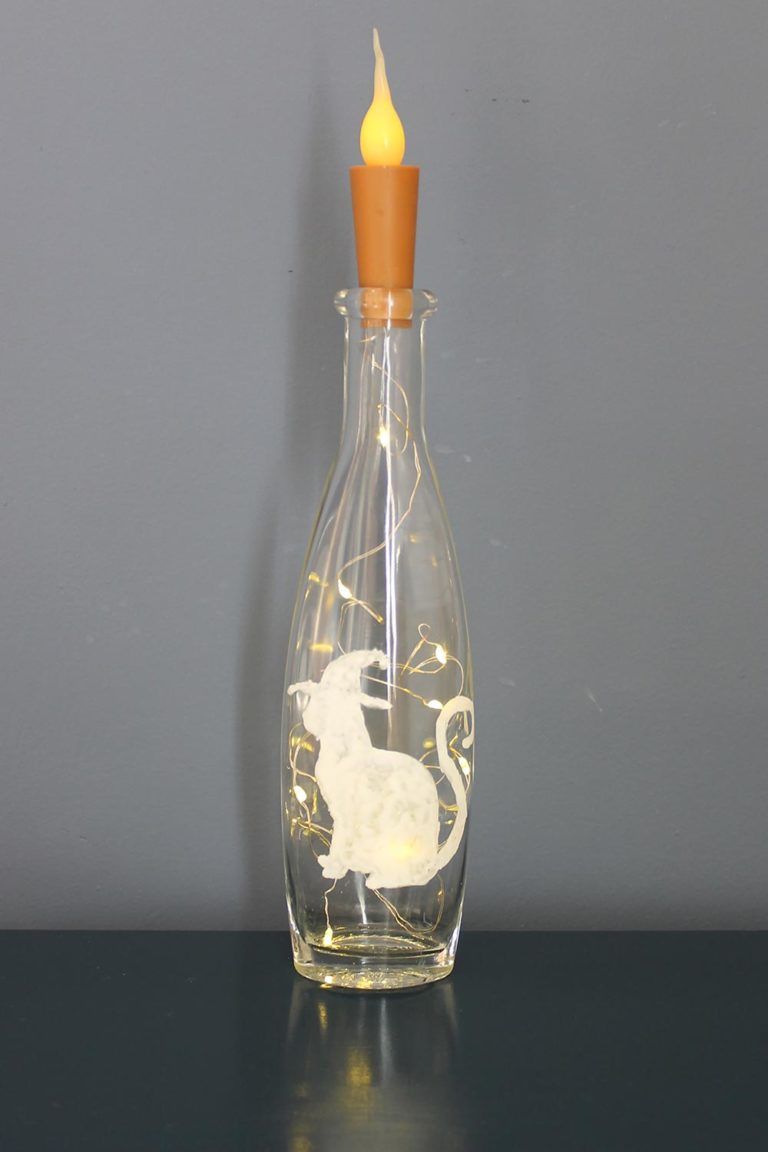 Thorndown-White-Witch-Peelable-Glass-Paint-Halloween-Cat-Stencil-on-bottle-light