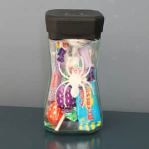 Thorndowns-Peelable-Glass-Paint-Halloween-White-Witch-spider-stencil-on-treat-jar