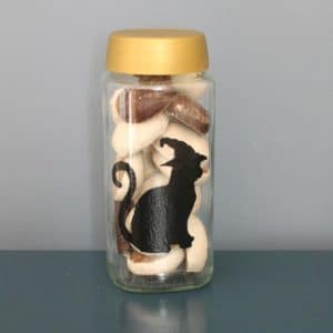 Thorndowns-Peelable-Glass-Paint-Halloween-cat-stencil-on-treat-jar