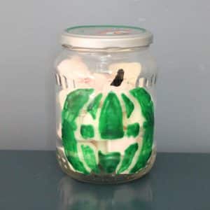 Thorndowns-Peelable-Glass-Paint-Halloween-pumpkin-stencil-on-treat-jar