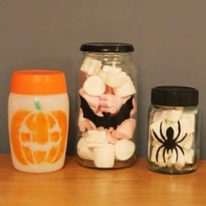 Thorndowns-Peelable-Glass-Paint-Halloween-stencil-designs-on-treat-jars