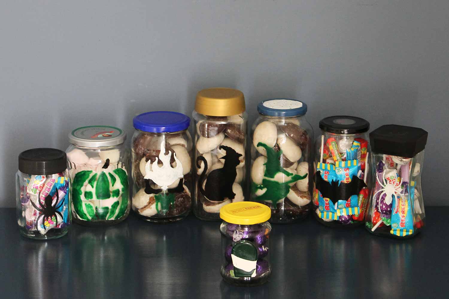 Thorndowns-Peelable-Glass-Paint-Halloween-stencil-on-treat-jars_2