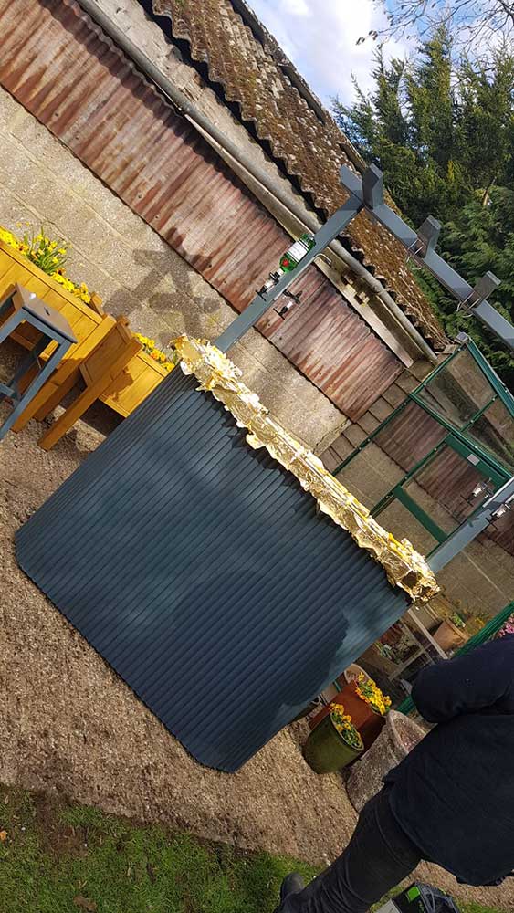 Wayne-Perrey-Spring-Into-Summer-Thorndown-Cavepool-Grey-Wood-Paint-on-Bar-with-gold-leaf-top