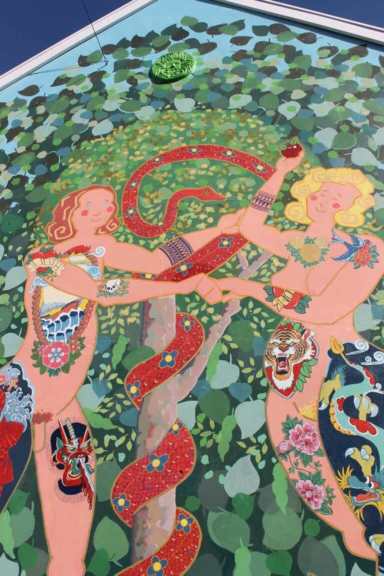 Adam-and-Eve-mural-by-Frank-Harwood-with-Thorndown-Wood-Paint