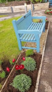 Bench-painted-with-Thorndown-Launcherley-Blue-Wood-Paint_Love-Your-Garden_Taunton2