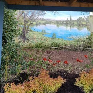 Love-Your-Garden-mural-painted-with-Thorndown-Wood-Paint-and-wood-in-Launcherley-Blue_sq