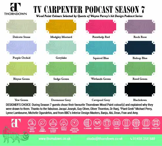 Thorndown TV Carpenter Podcast Sesaon 7 Colour Collection Wood Paint