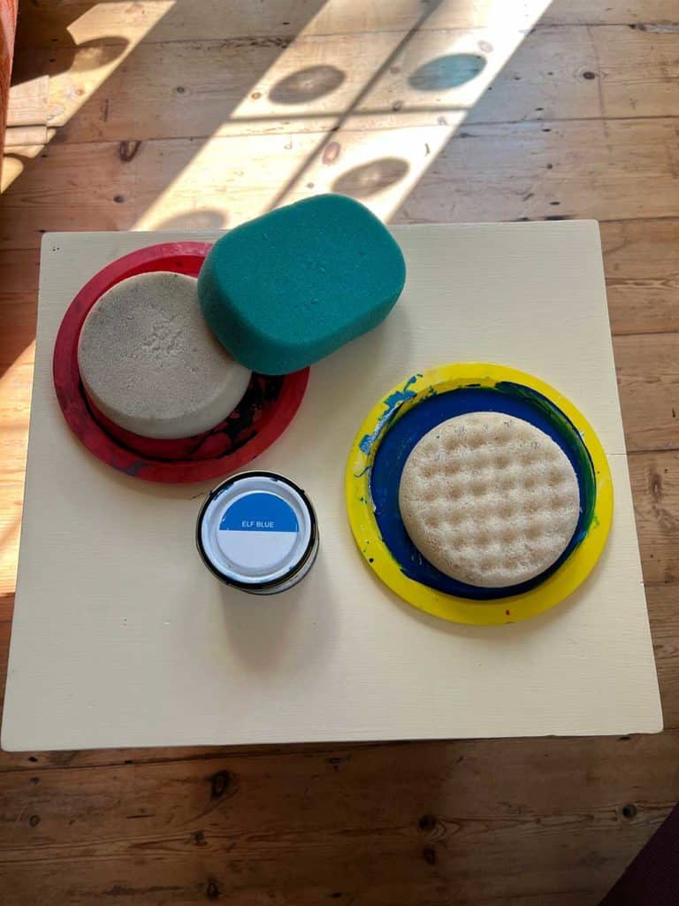 Thorndown-Peelable-Glass-Paint-decorating-using-old-sponges