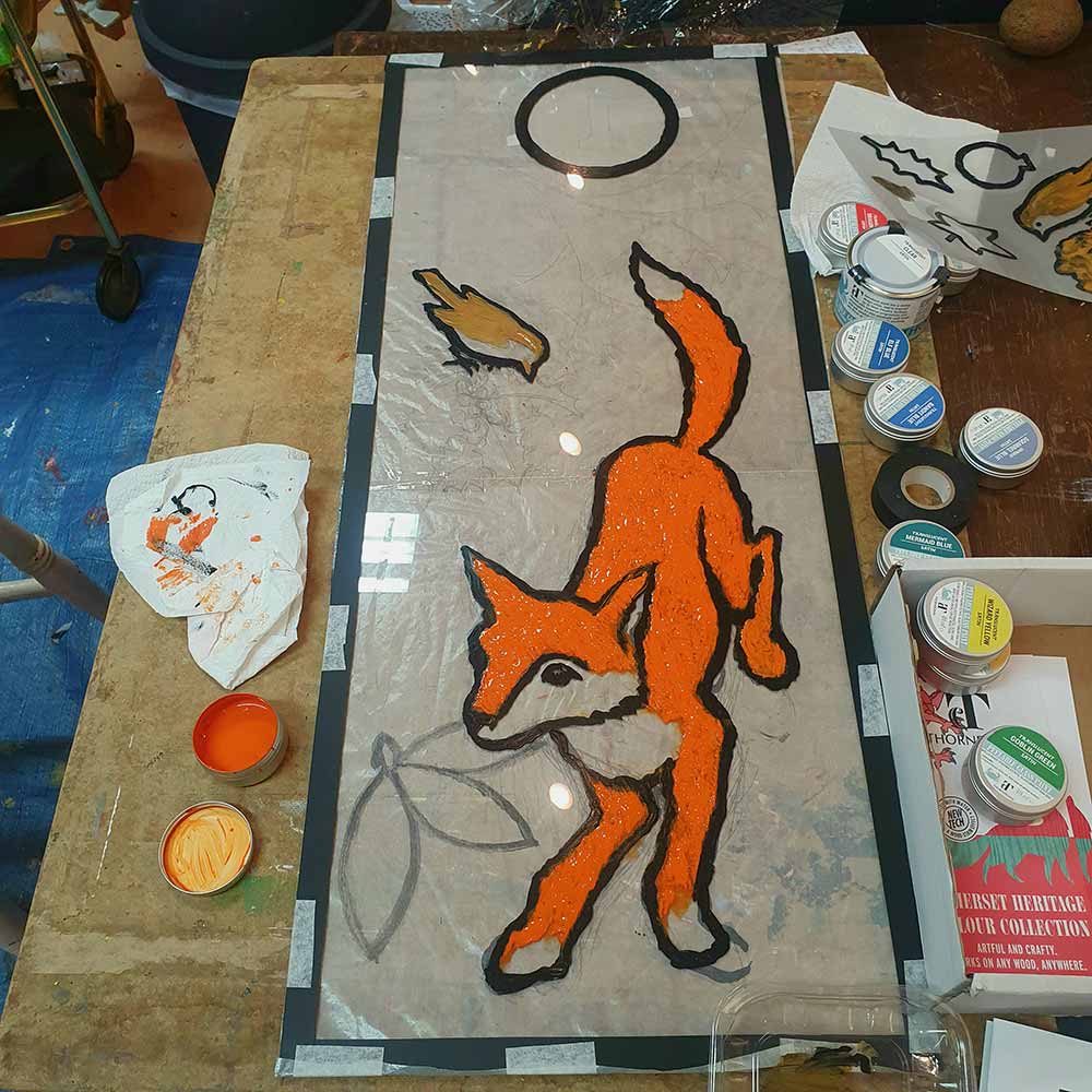 Thorndown-Peelable-Glass-Paint-Advent-Fox-panel-being-painted-2_SMC