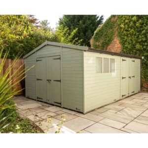 Roundpeg-shed-in-Thorndown-Old-Sage-Green-Wood-Paint