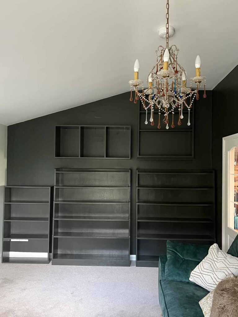 Yew-Green-Wood-Paint-shelving-on-Yew-Green-Wall-Paint