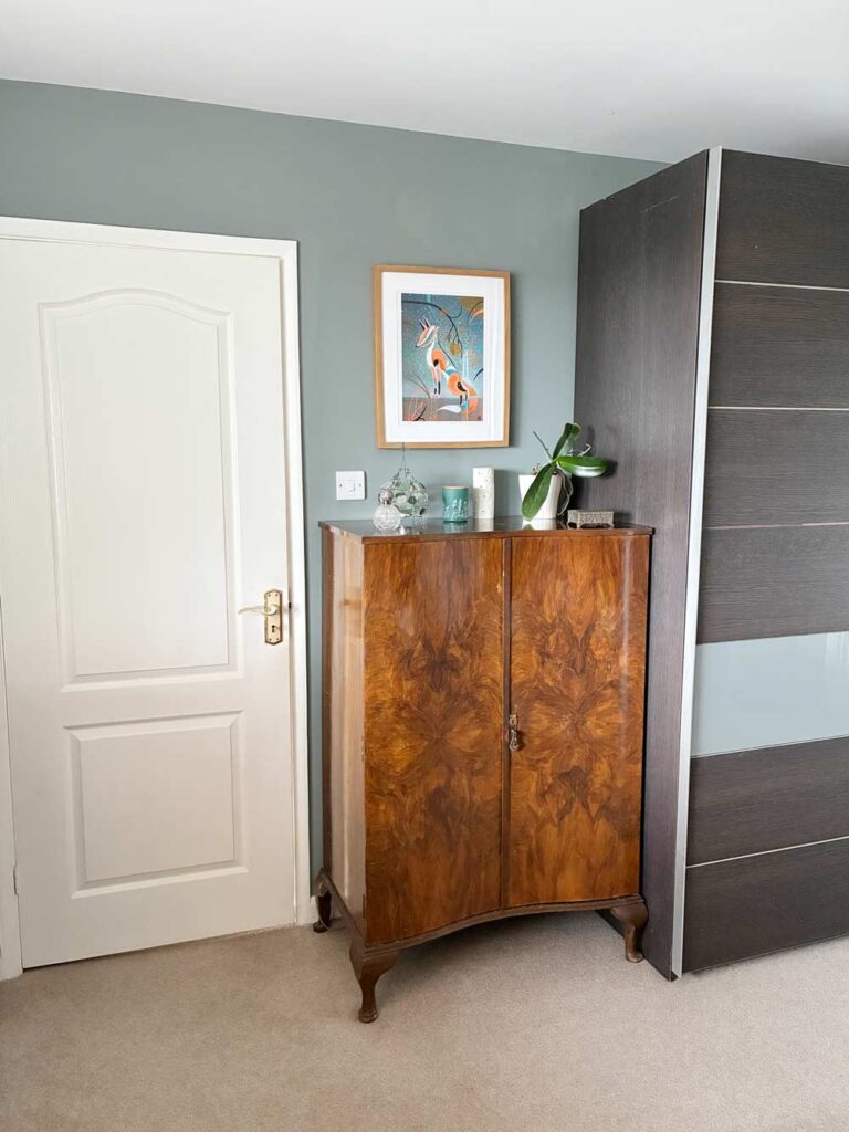 Thorndown-Tree-Lichen-Wall-Paint-with-Swan-White-ceiling-and-wood-paint-door_2