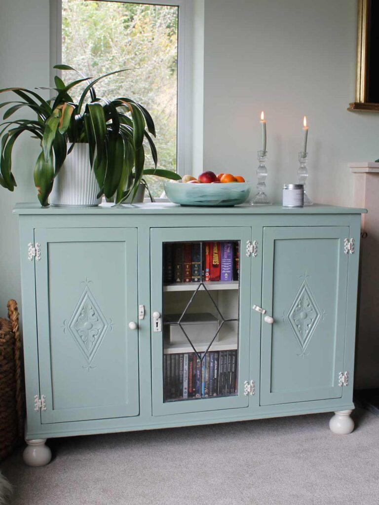 Thorndown-Goddess-Green-and-Cow-Parsley-White-Wood-Paint-on-Sideboard